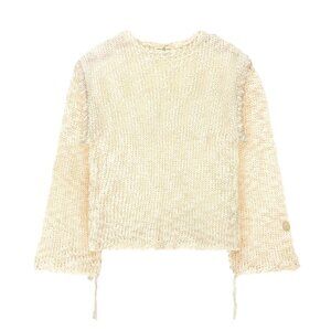 Untitled Artworks Oversize Crewneck Stitch Canvas in Ivory